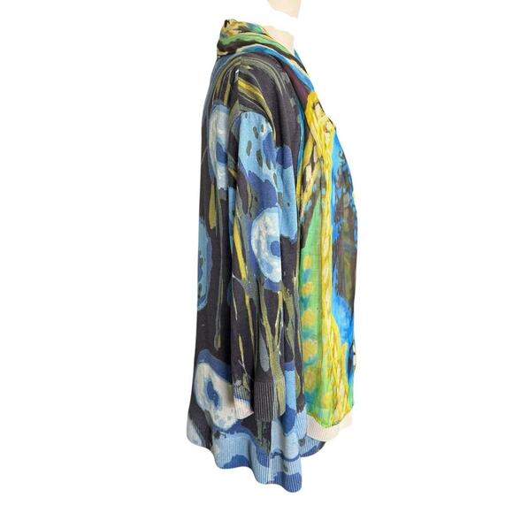 Soca St John Sweater Silk Interior Large Blue Green Artsy Maximalism Classic - Picture 5 of 12